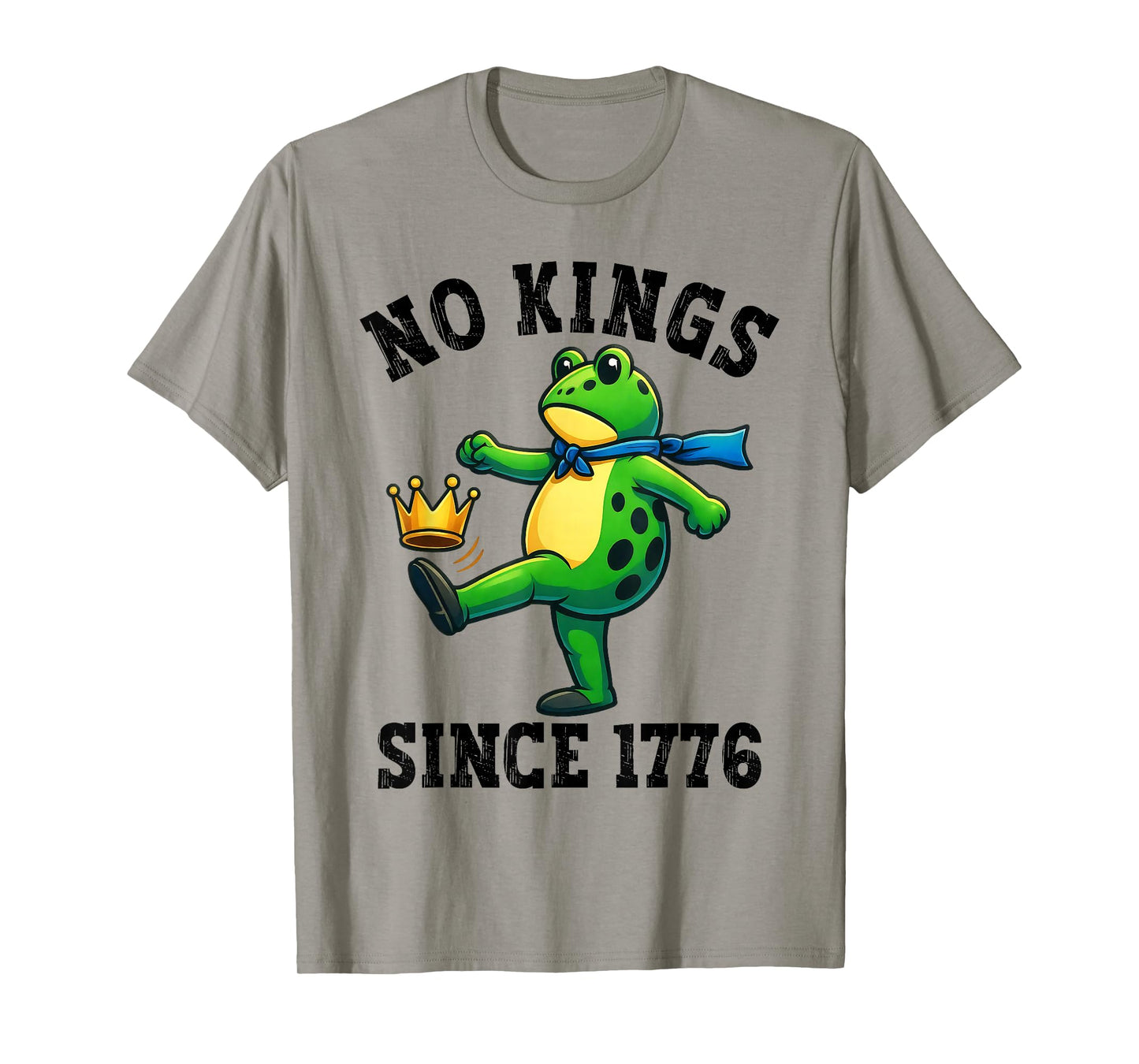 No Kings Since 1776 Portland Frog Kicking Crown Retro T-Shirt
