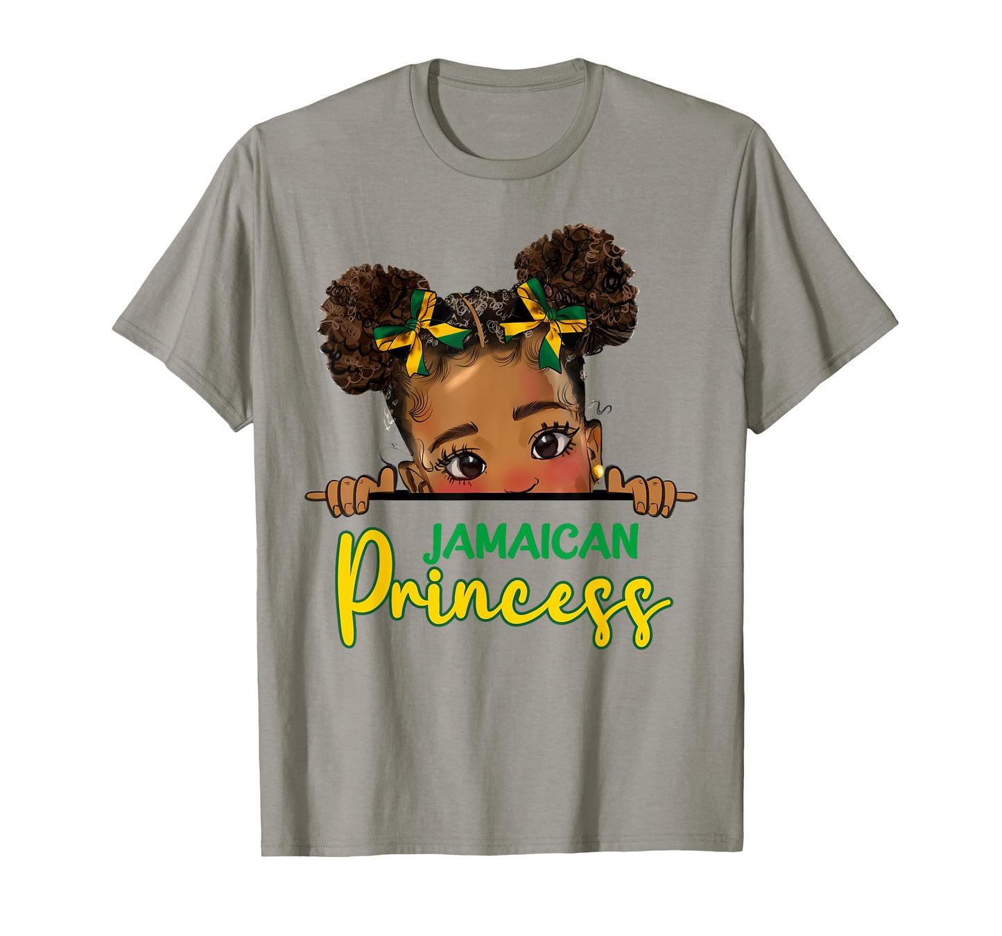 Jamaican Princess Messy Bun Girl Kids Toddlers Jamaica Flag T-Shirt