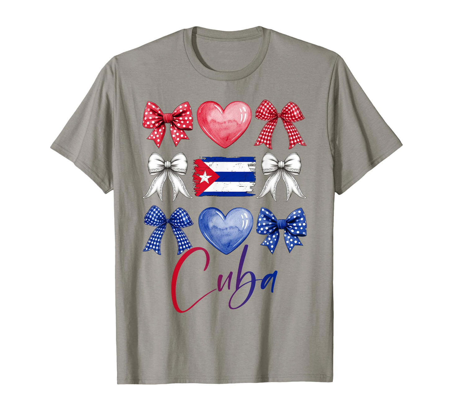 Cute Cuba Hispanic Heritage Month Bow Cuban Flag Girls Women T-Shirt