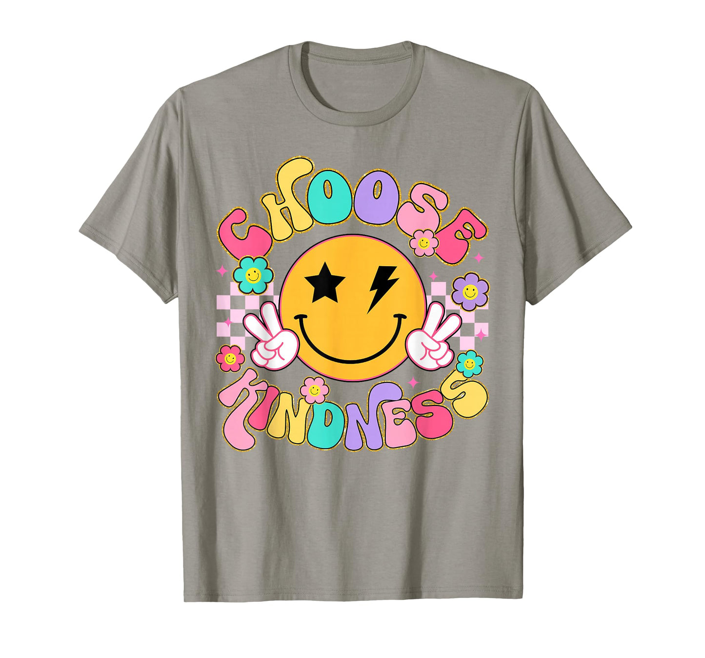 Cute Choose Kindness Groovy Smile Face Inspirational Be Kind T-Shirt