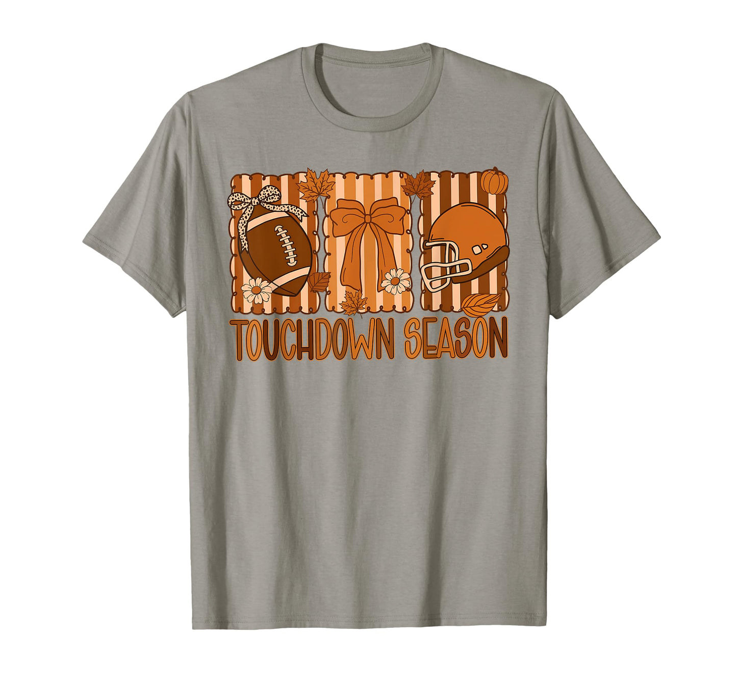 Touch Down Season Football Game Day Coquette Bow Preppy T-Shirt