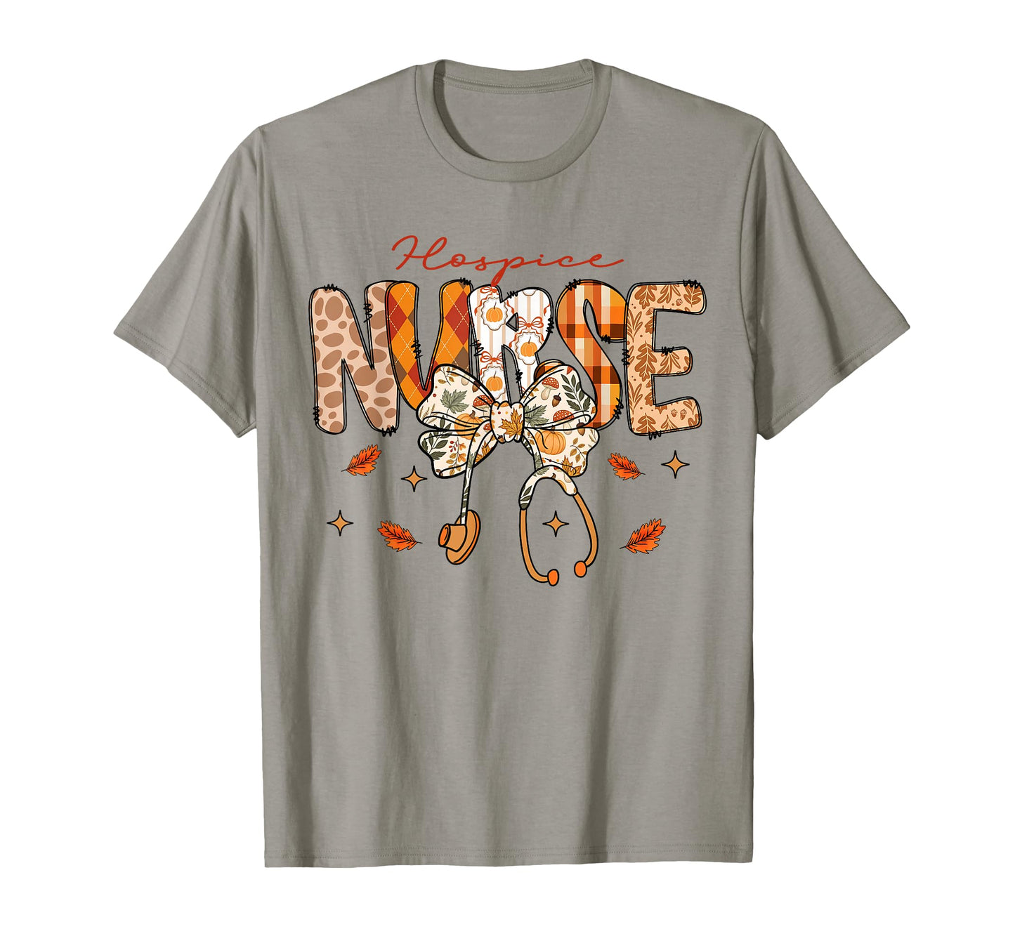 Hospice Nurse Fall Stethoscope Coquette Bow Autumn T-Shirt