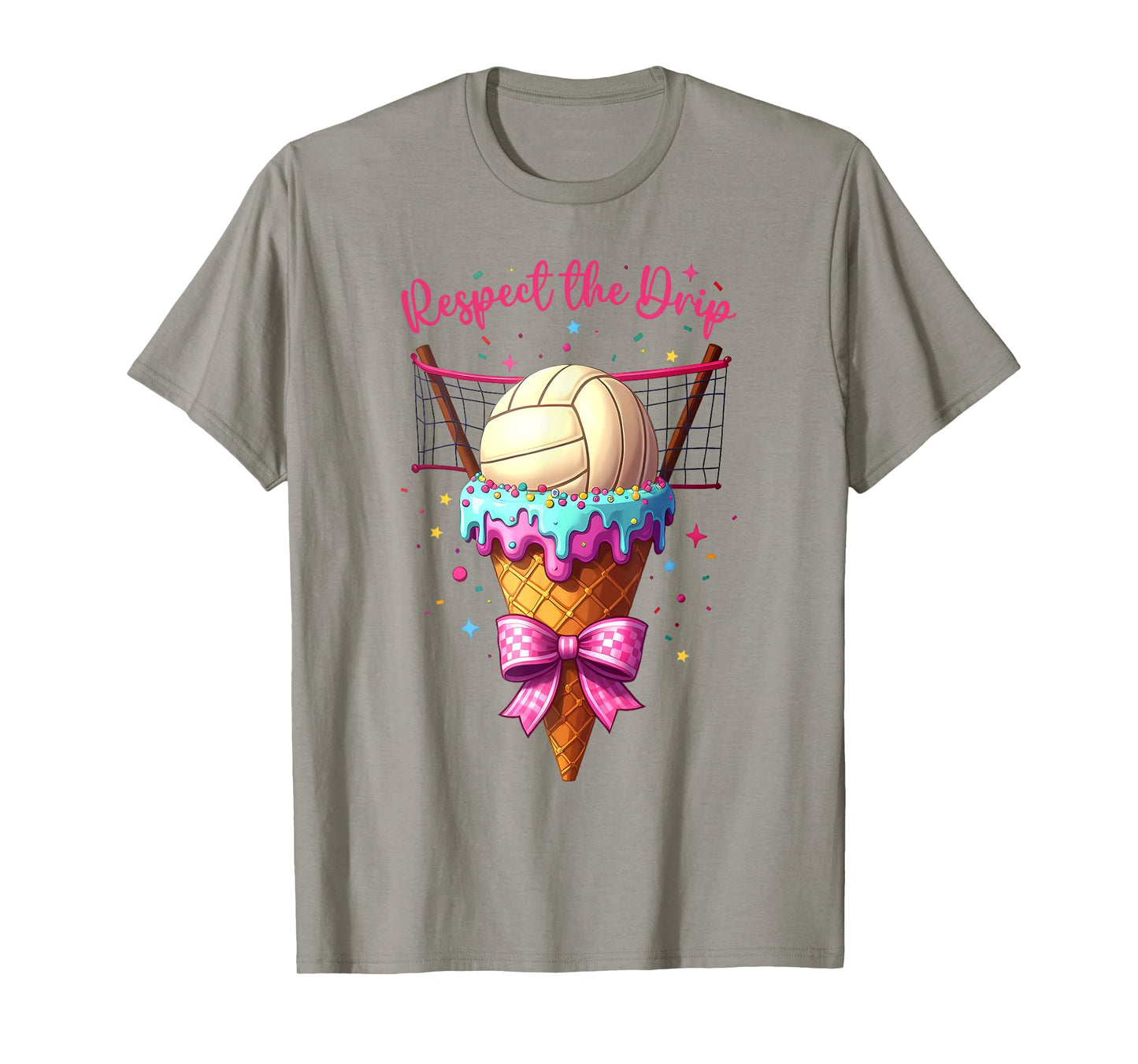 Volleyball Ice Cream Cone Drip Respect The Drip Boys Girls T-Shirt