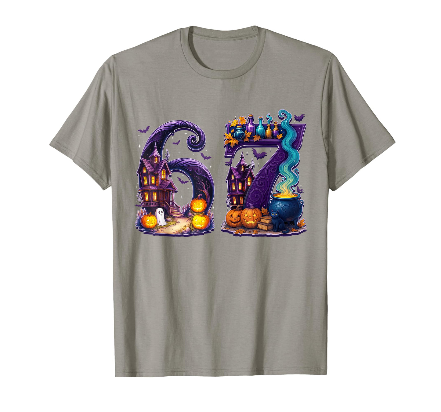 67 Halloween Meme 6 7 Skeleton Six Seven Numbers Funny Bruh T-Shirt