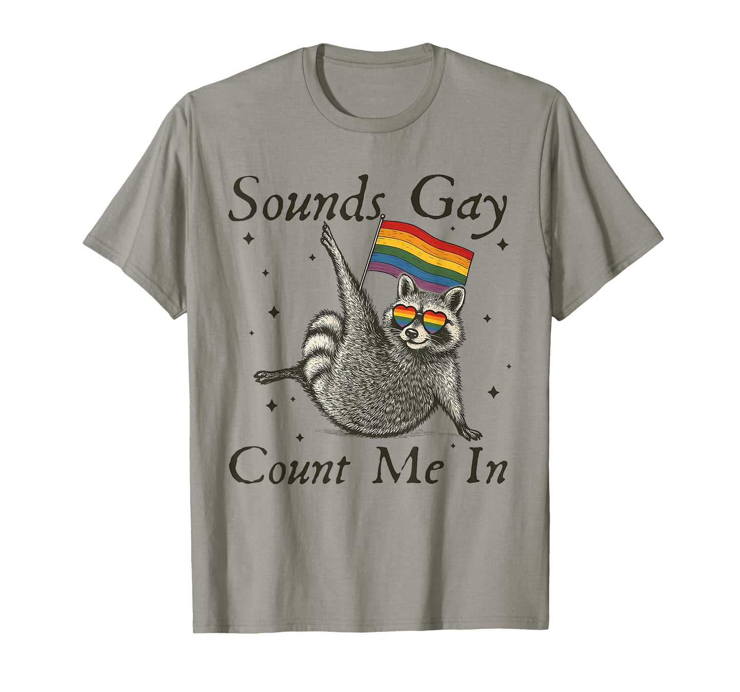 Sounds Gay Count Me In Racoon Rainbow Flag LGBT Gay Pride T-Shirt