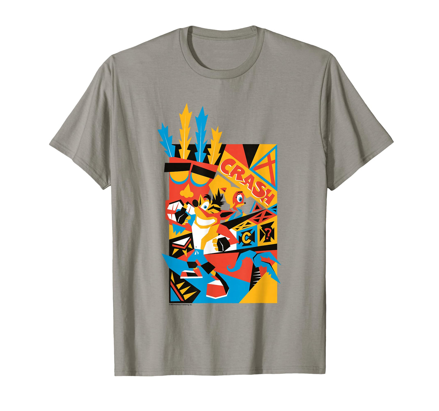 Crash Bandicoot Retro Nineties Crash Aku Aku Graffiti Badge T-Shirt