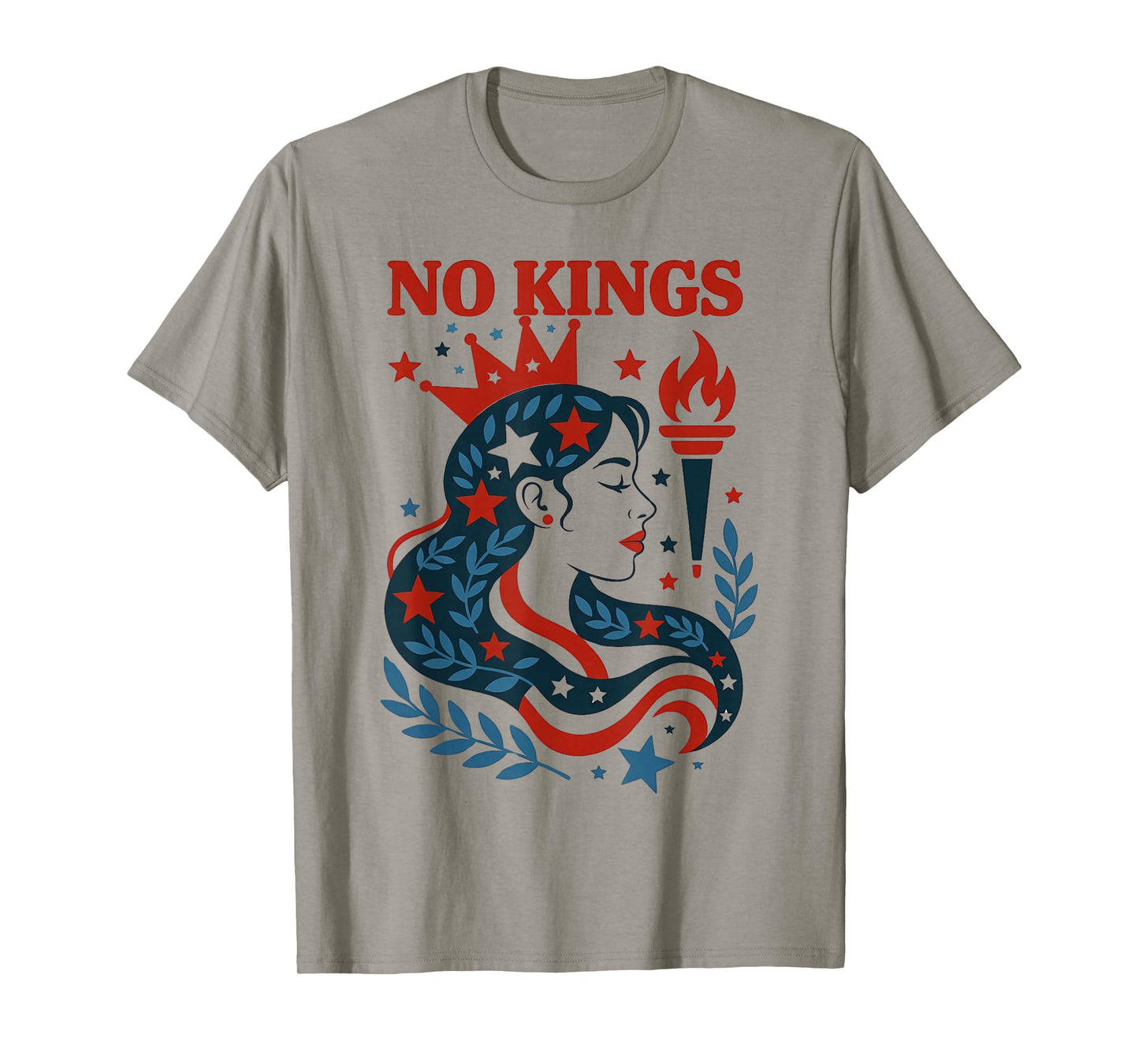 No Kings Retro Patriotic Woman Liberty Art 4th of July T-Shirt
