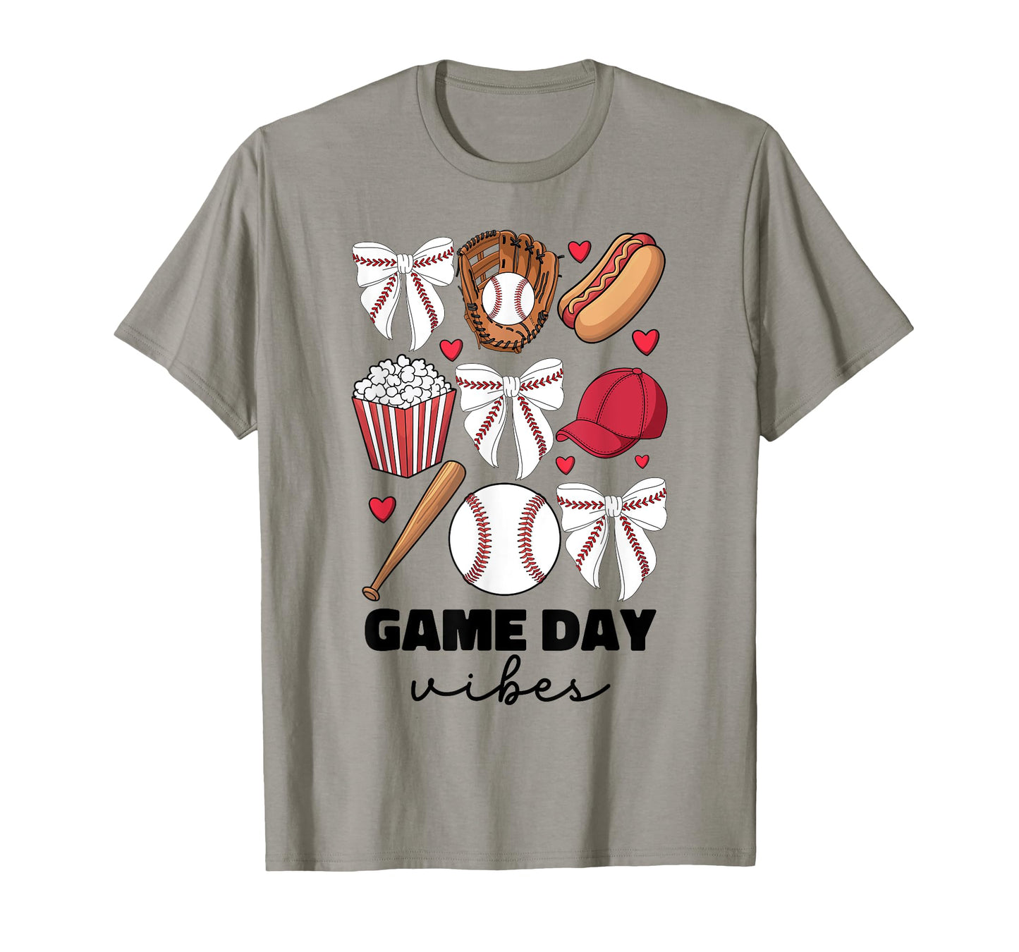 Game Day Vibes Coquette Bow Baseball Mom Women Girl Baseball T-Shirt