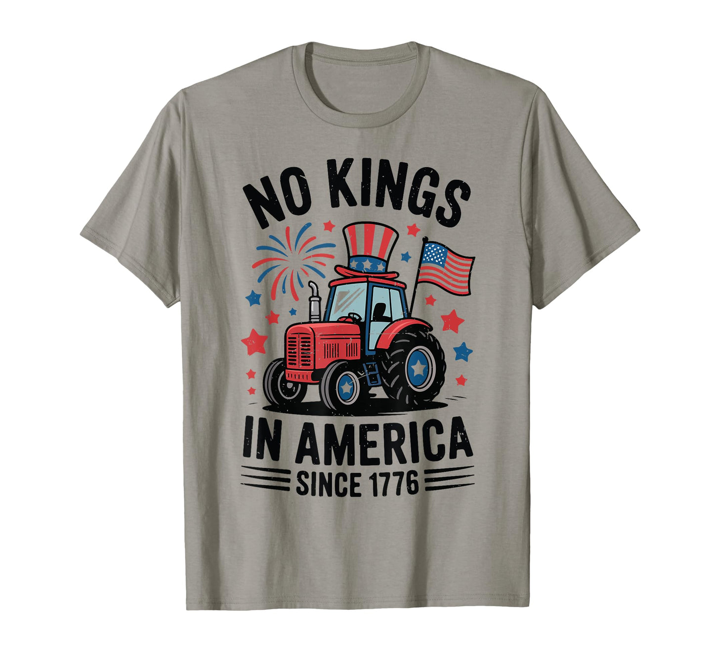 Toddler No Kings In America Flag 4th July Tractor Patriotic T-Shirt
