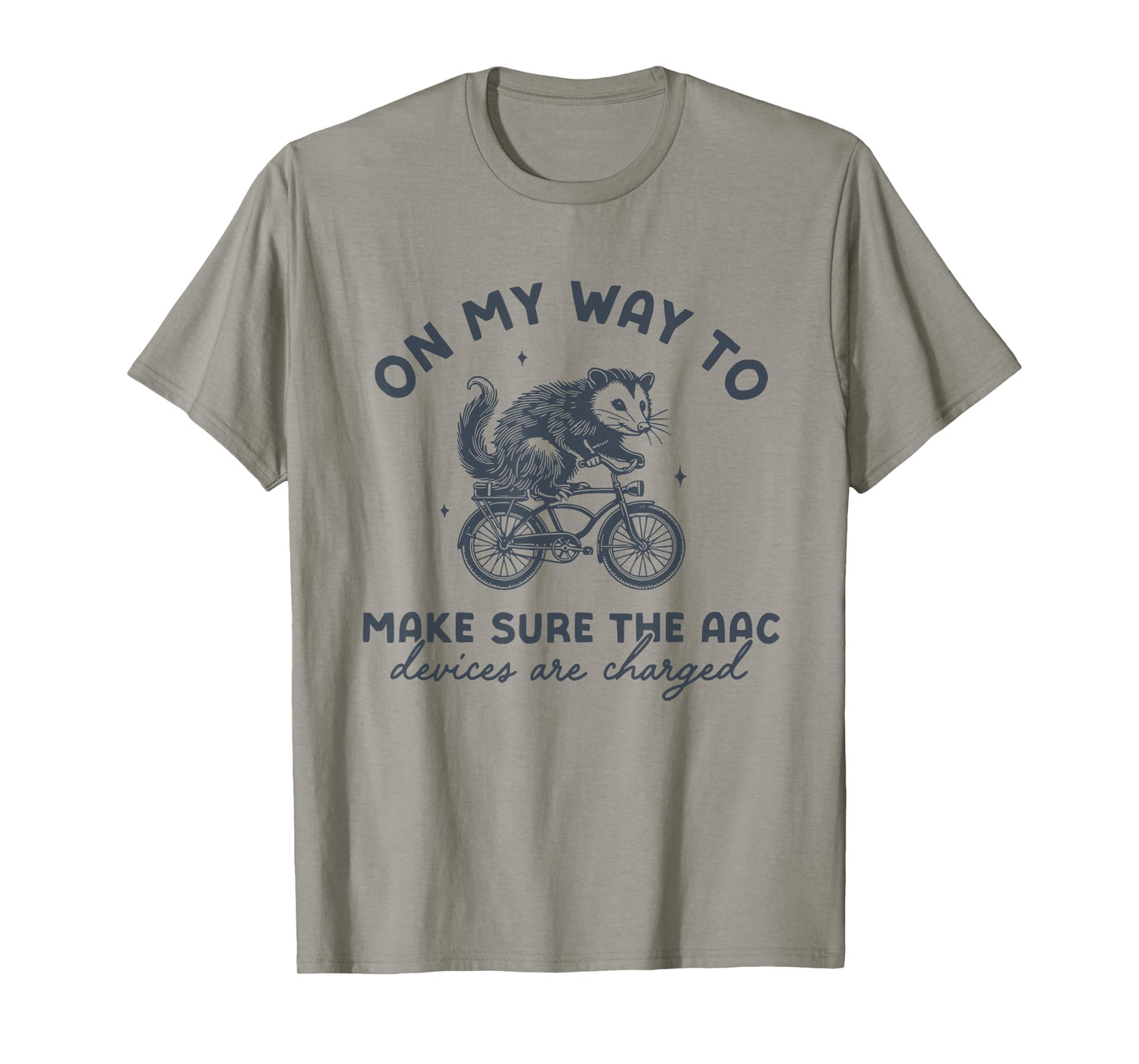 Retro AAC Speech Therapists Funny SLP Opossum on Bike T-Shirt