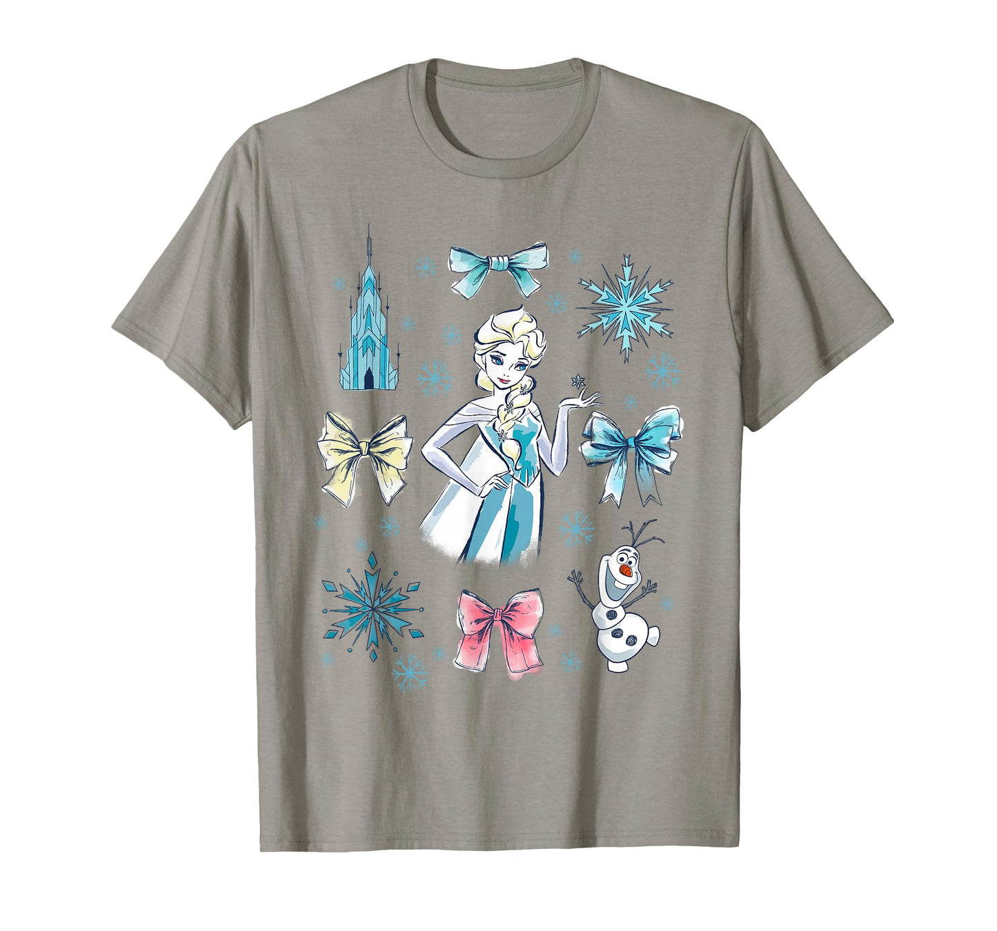 Disney Frozen Elsa Bow Watercolor Collage T-Shirt