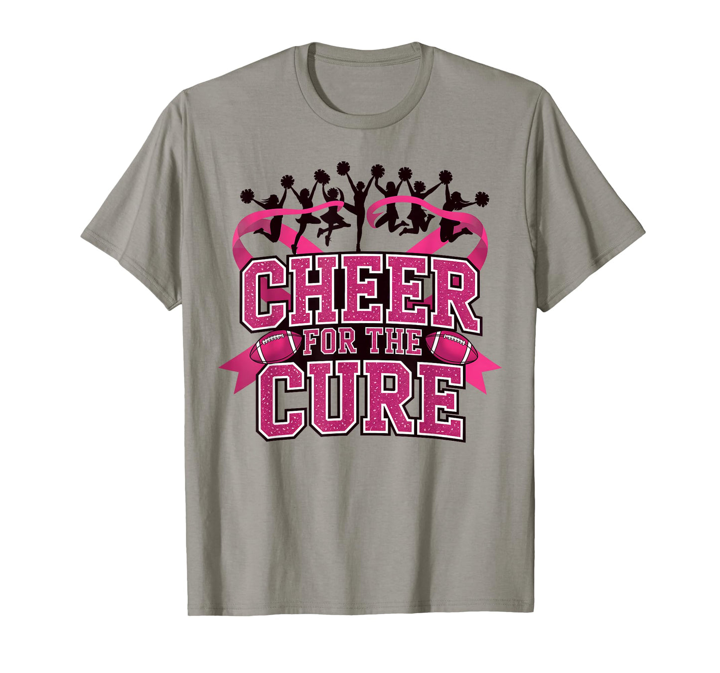 Cheer for Cure Pink Ribbon Football Breast Cancer Awareness T-Shirt