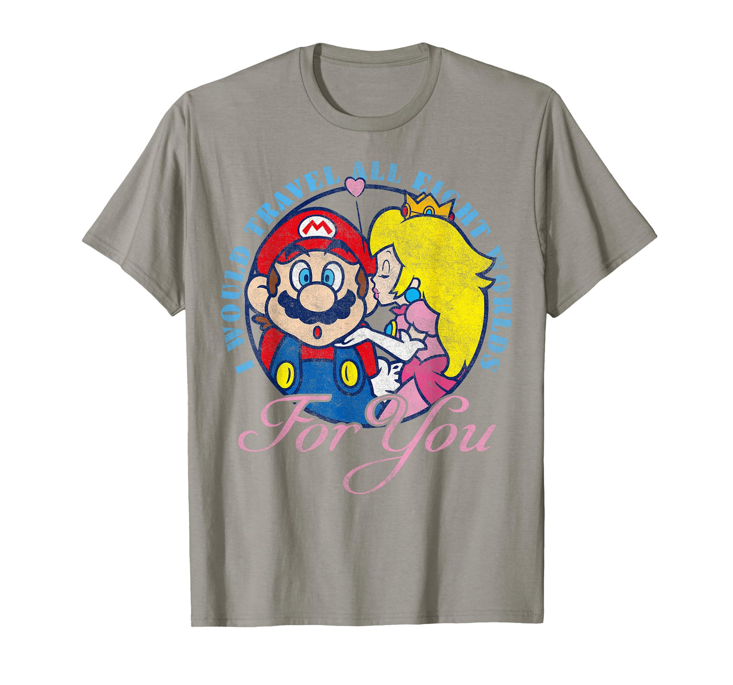 Super Mario Peach & Mario Eight Worlds For You T-Shirt
