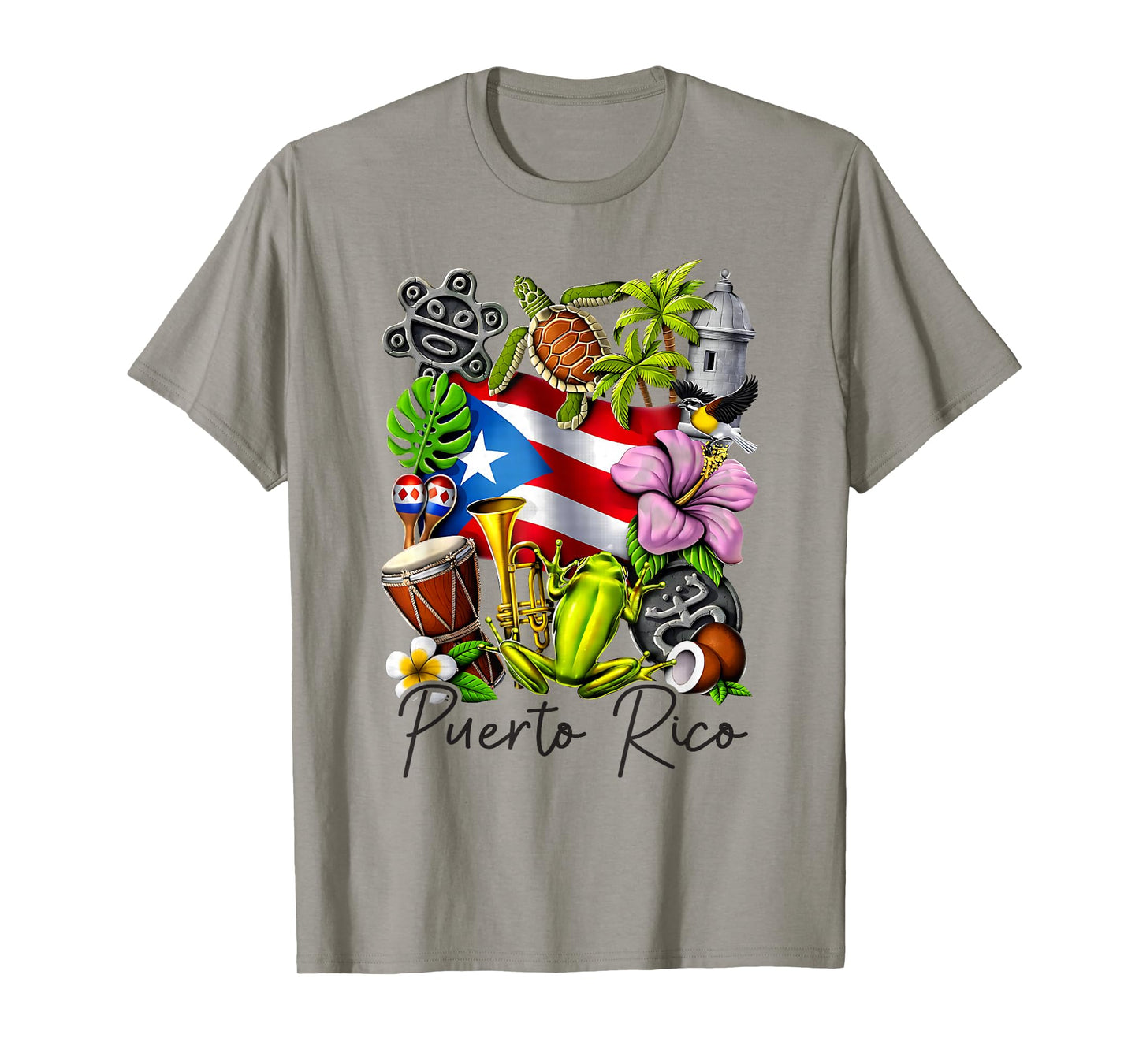 Puerto Rico Flag Floral Frog Boricua Women Hispanic Heritage T-Shirt