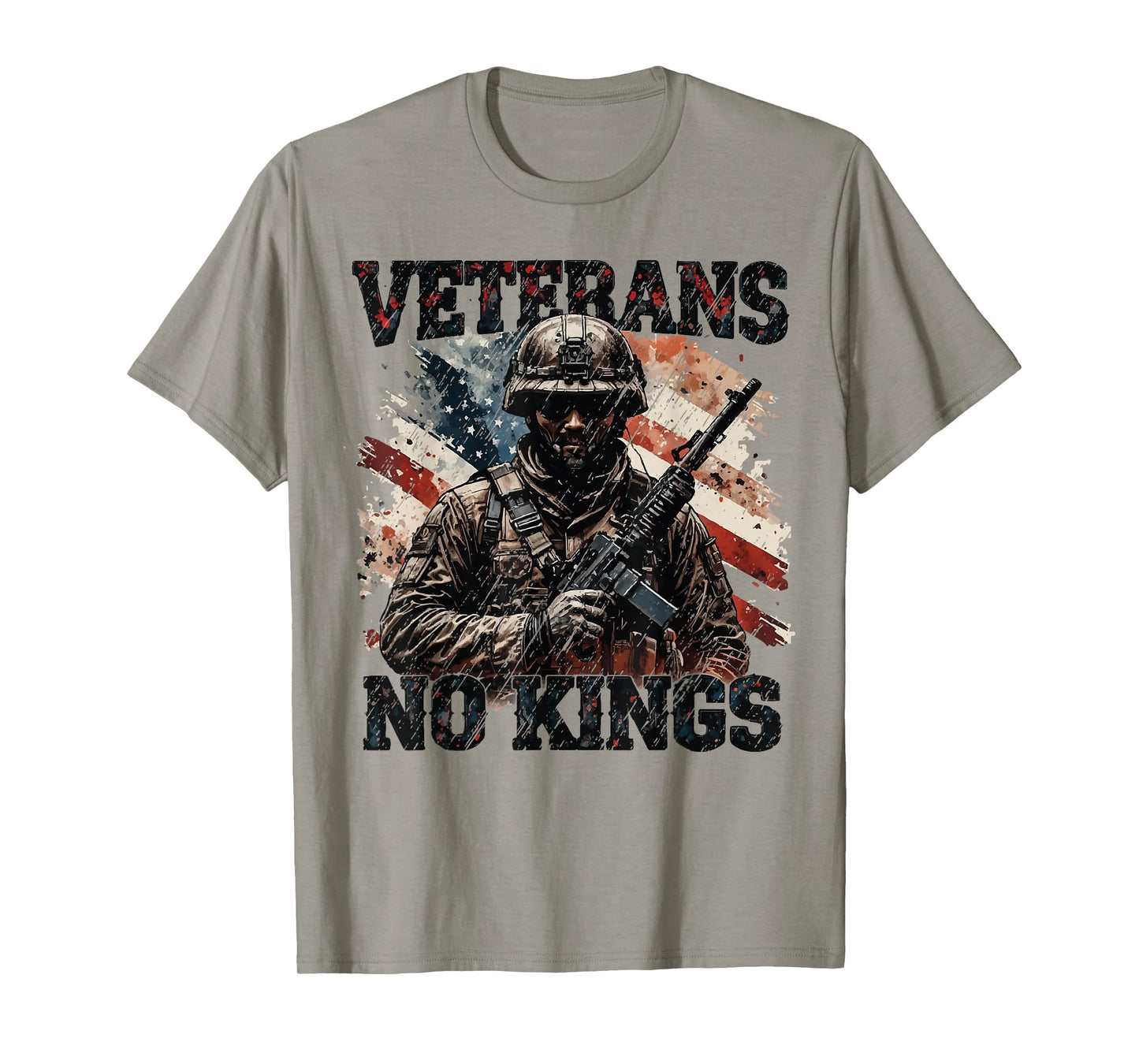 No Kings Veterans Patriotic America Flag Design T-Shirt