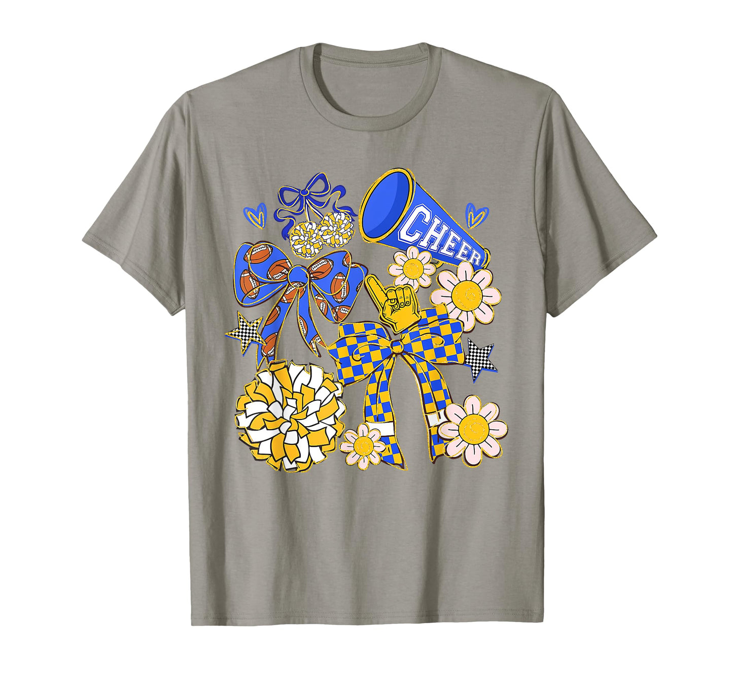 Coquette Cheer Bow Sport Cheerleader Blue Game Day T-Shirt