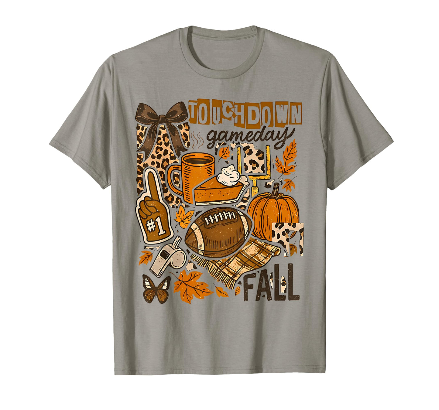 Boho Floral Leopard Football Touchdown Season Game Day T-Shirt
