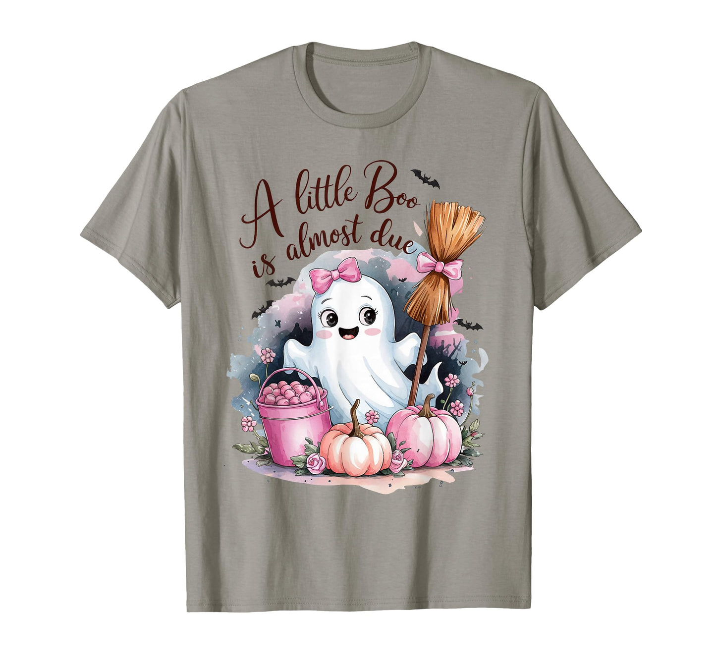 Little Boo is Almost Due Halloween Theme Girl Baby Shower T-Shirt