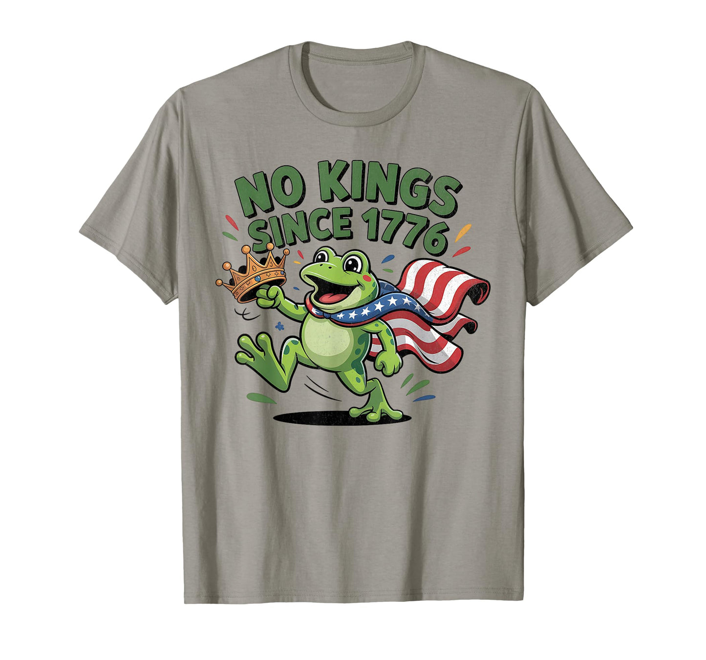 No Kings Since 1776 Vintage Frog Protest USA Flag T-Shirt