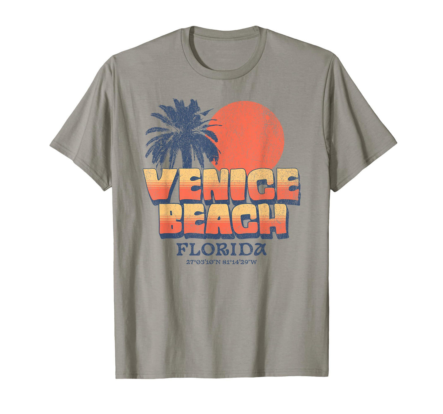 Venice Beach Florida Retro Sunset Palm Tree Vintage Vacation T-Shirt