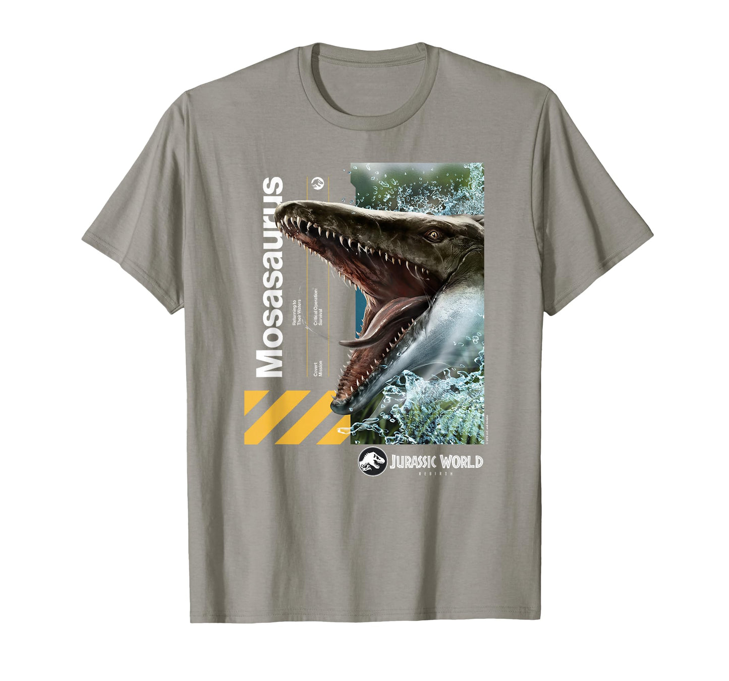 Jurassic World Mosasaurus T-Shirt - Unisex-Adults/Kids, Black, Small, Short Sleeve, Cotton, Solid, Crew Neck, Modern Classic Fit Lightweight
