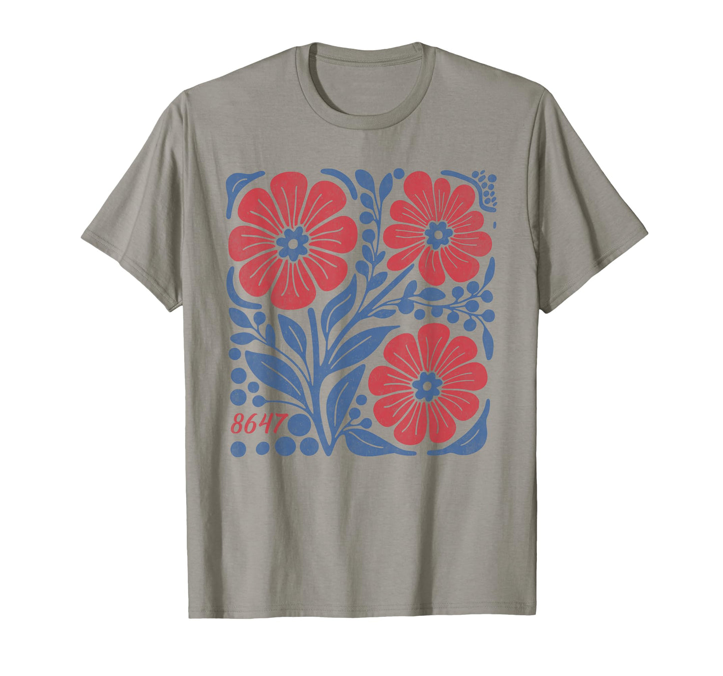 8647 Subtle Anti Trump 86 47 Floral Boho Style T-Shirt