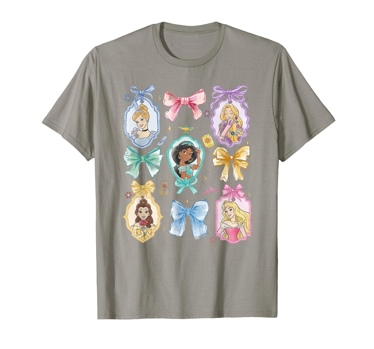 Disney Princess and Bows Watercolor Portraits Collage T-Shirt