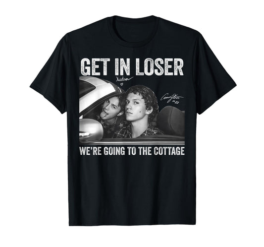 Get in Loser We're Going to The Cottage Vintage Signature T-Shirt - T-Shirt | Black