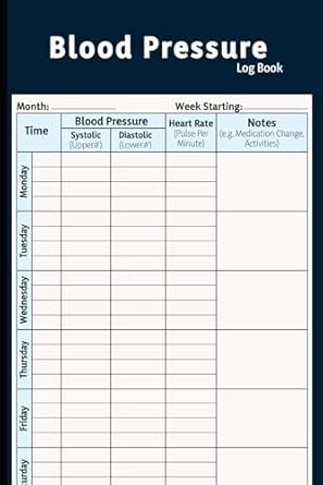 Blood Pressure Log Book: Simple Daily Blood Pressure Log | Record & Monitor Blood Pressure at Home | 110 Pages (6" x 9" Inches)