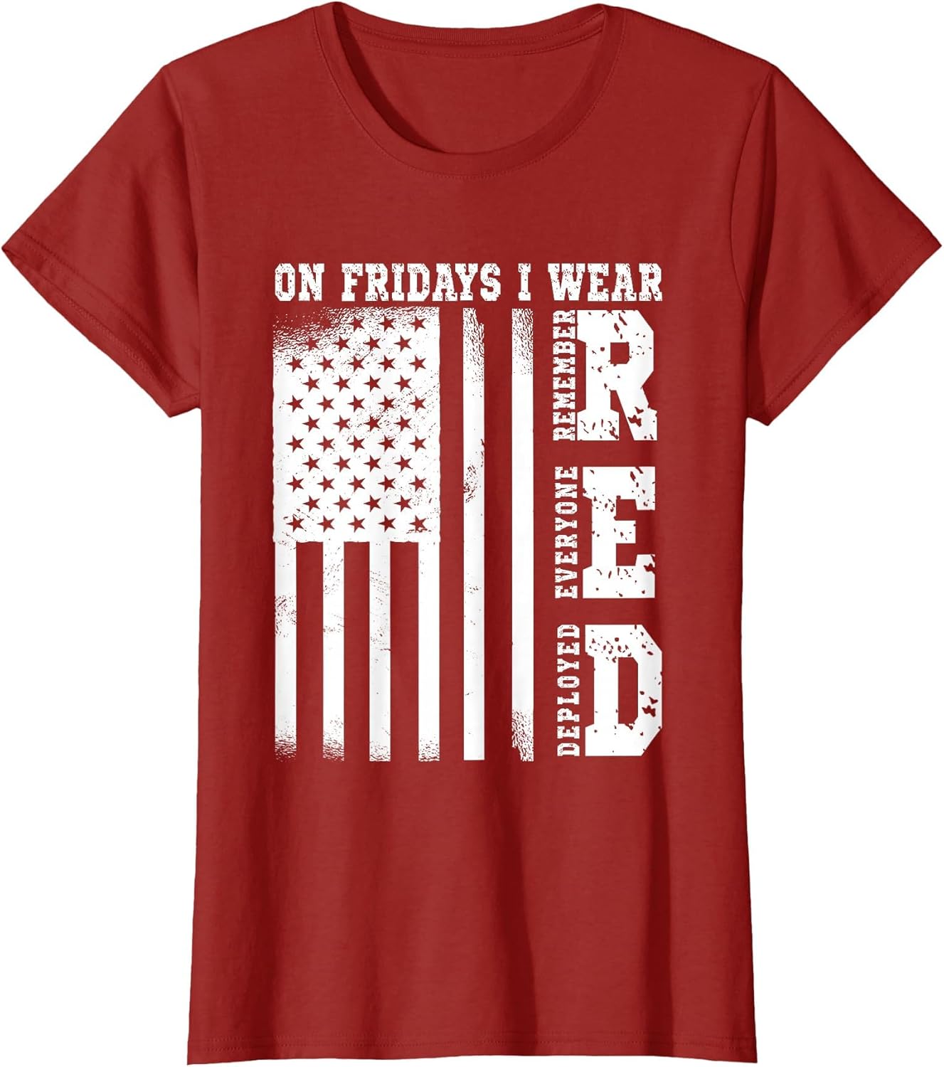 On Fridays I Wear Red USA Flag Support American Troops