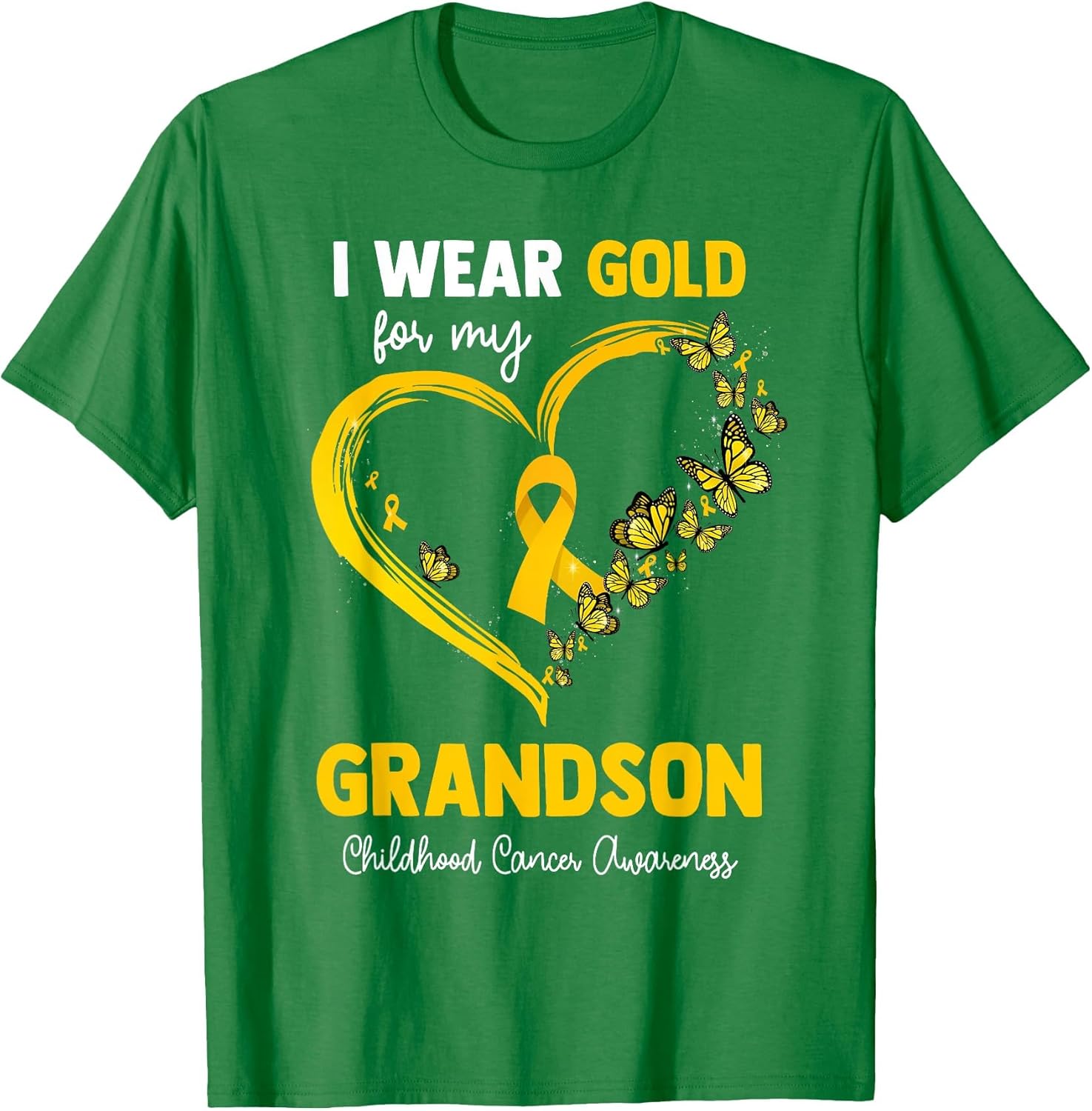 I Wear Gold for My Grandson Childhood Cancer Heart Ribbon