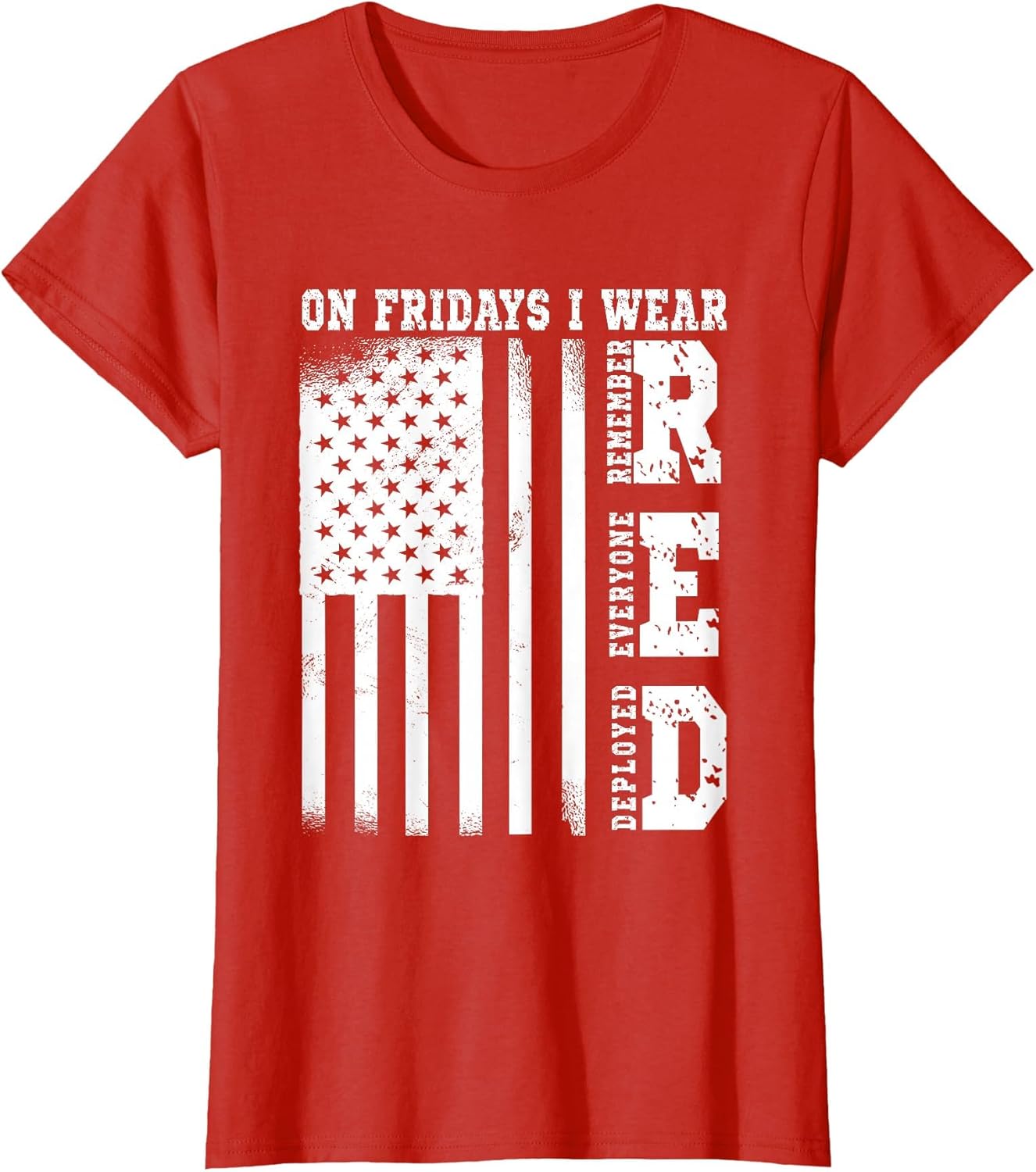 On Fridays I Wear Red USA Flag Support American Troops