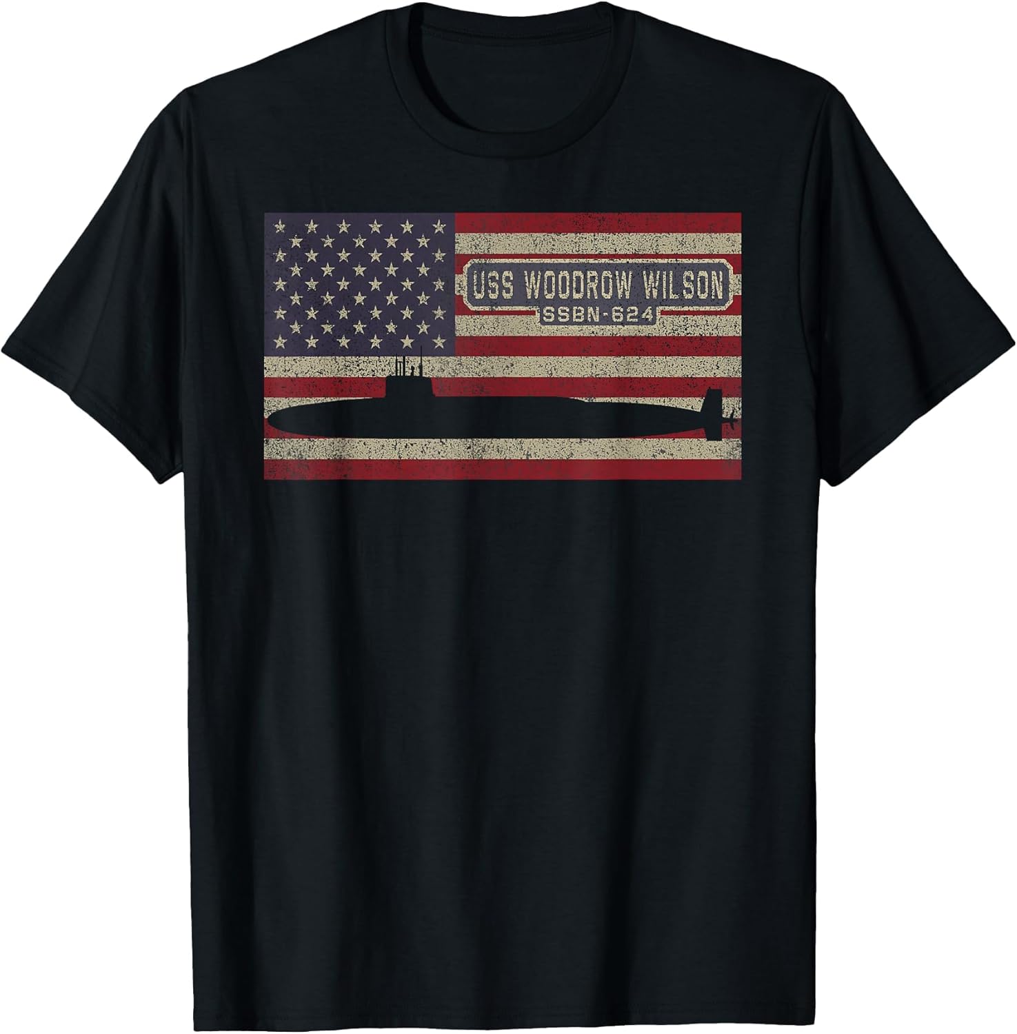 USS Woodrow Wilson SSBN-624 Nuclear Submarine American Flag