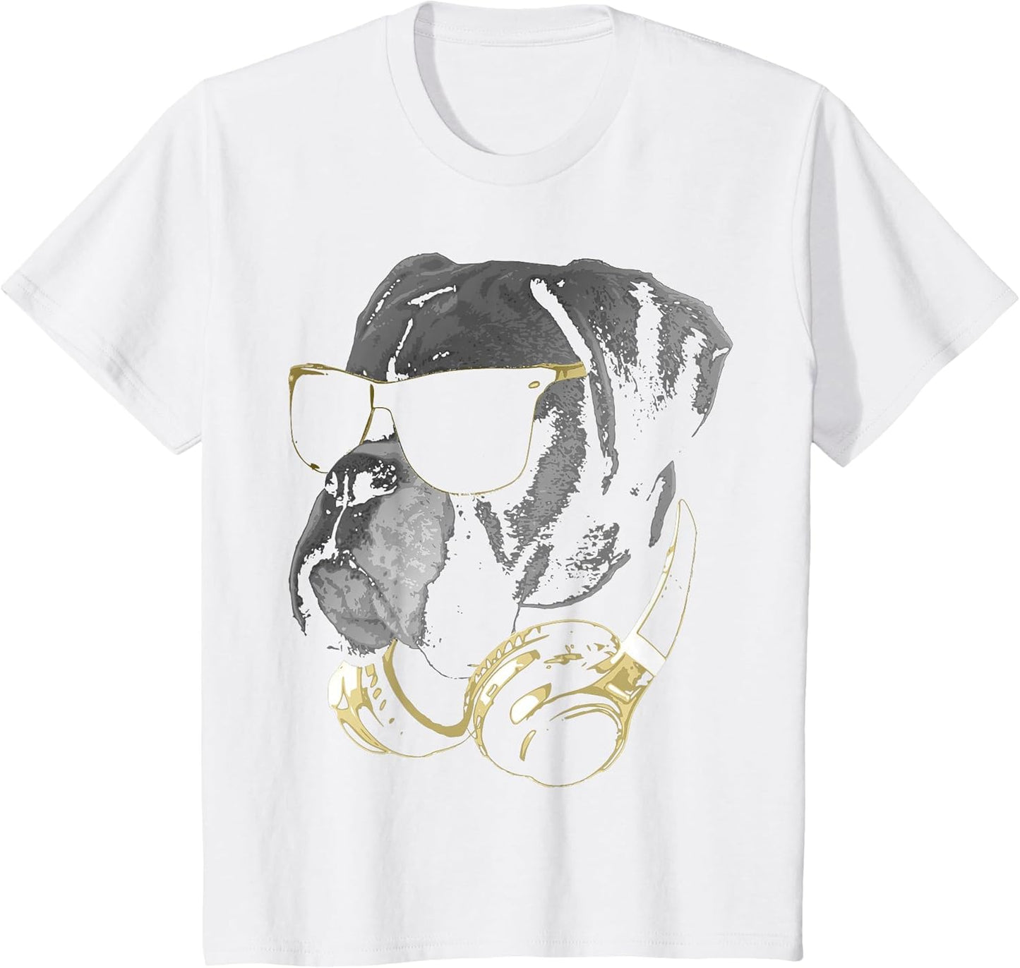 Boxer Dog with Sunglasses and Headphones