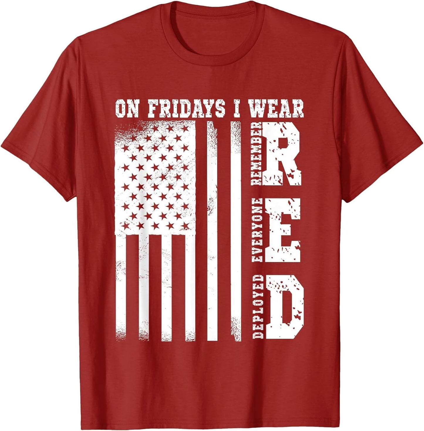 On Fridays I Wear Red USA Flag Support American Troops