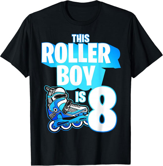 8 Year Old Birthday Rollerblading Skating Kids Boy 8th Bday