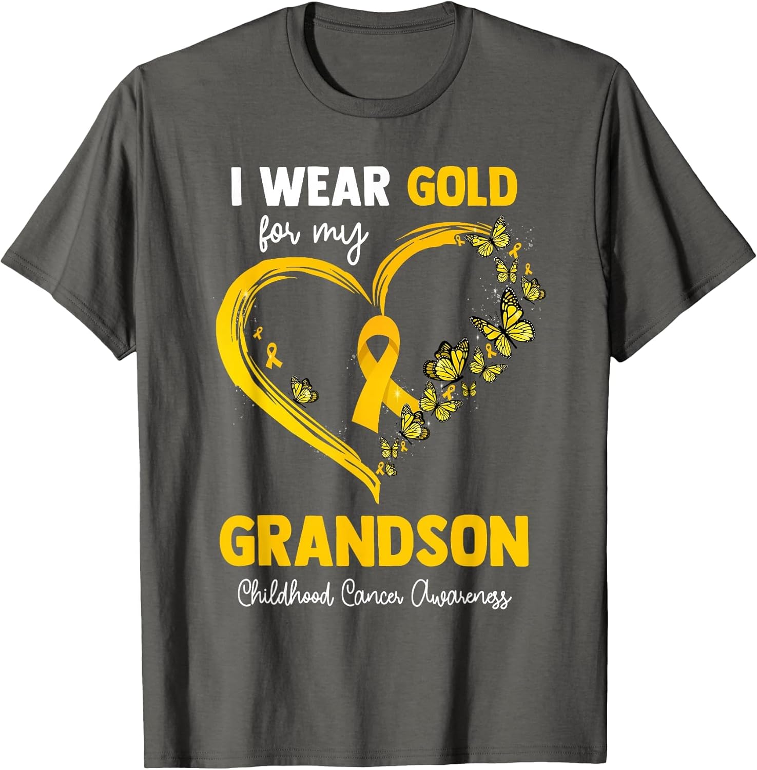 I Wear Gold for My Grandson Childhood Cancer Heart Ribbon