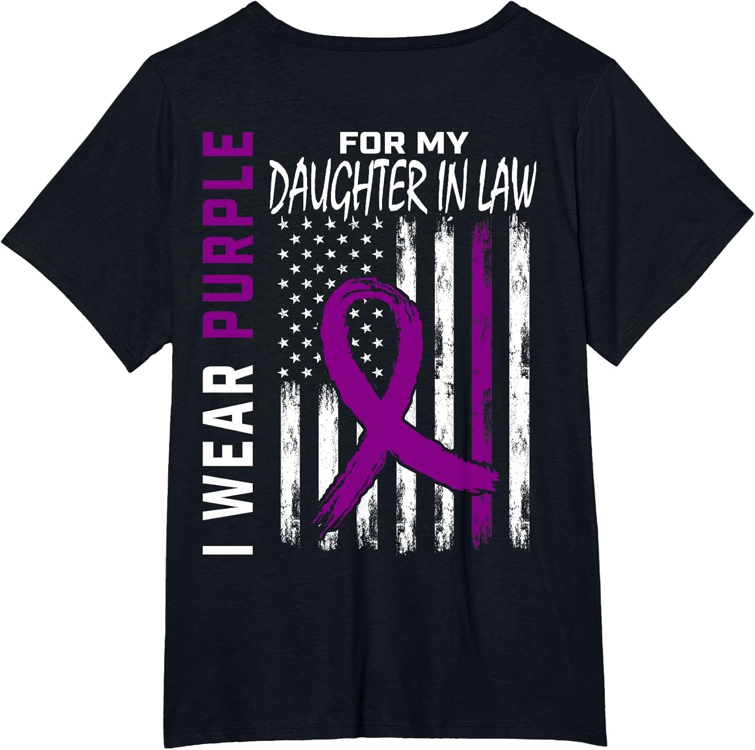 Purple Daughter in Law Pancreatic Cancer Flag Print On Back