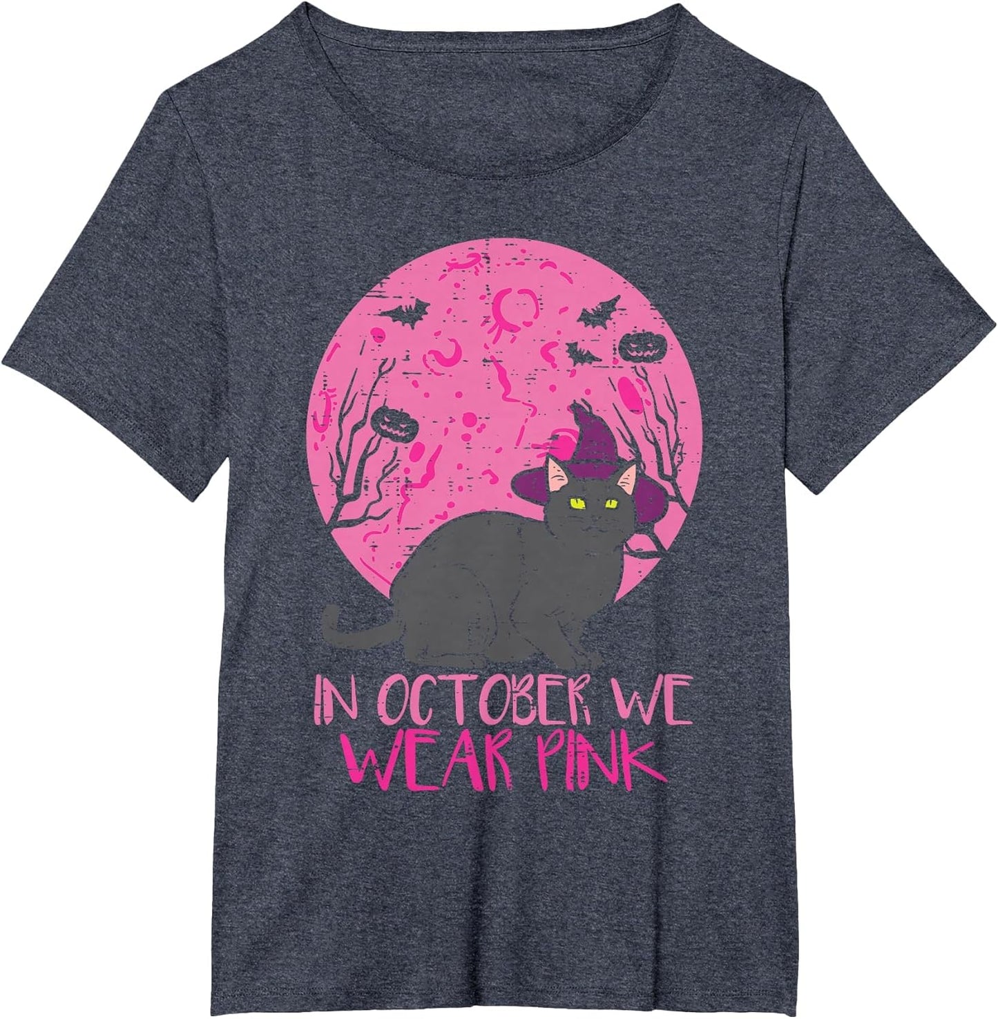 October We Wear Pink Cat Halloween Breast Cancer Awareness