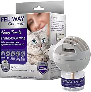 FELIWAY® Optimum 30 Day Cat Calming Plug In Pheromone Diffuser Starter Kit, 48ml - Helps Reduce Common Signs of Stress in Cats & Kittens, Enhanced Calming