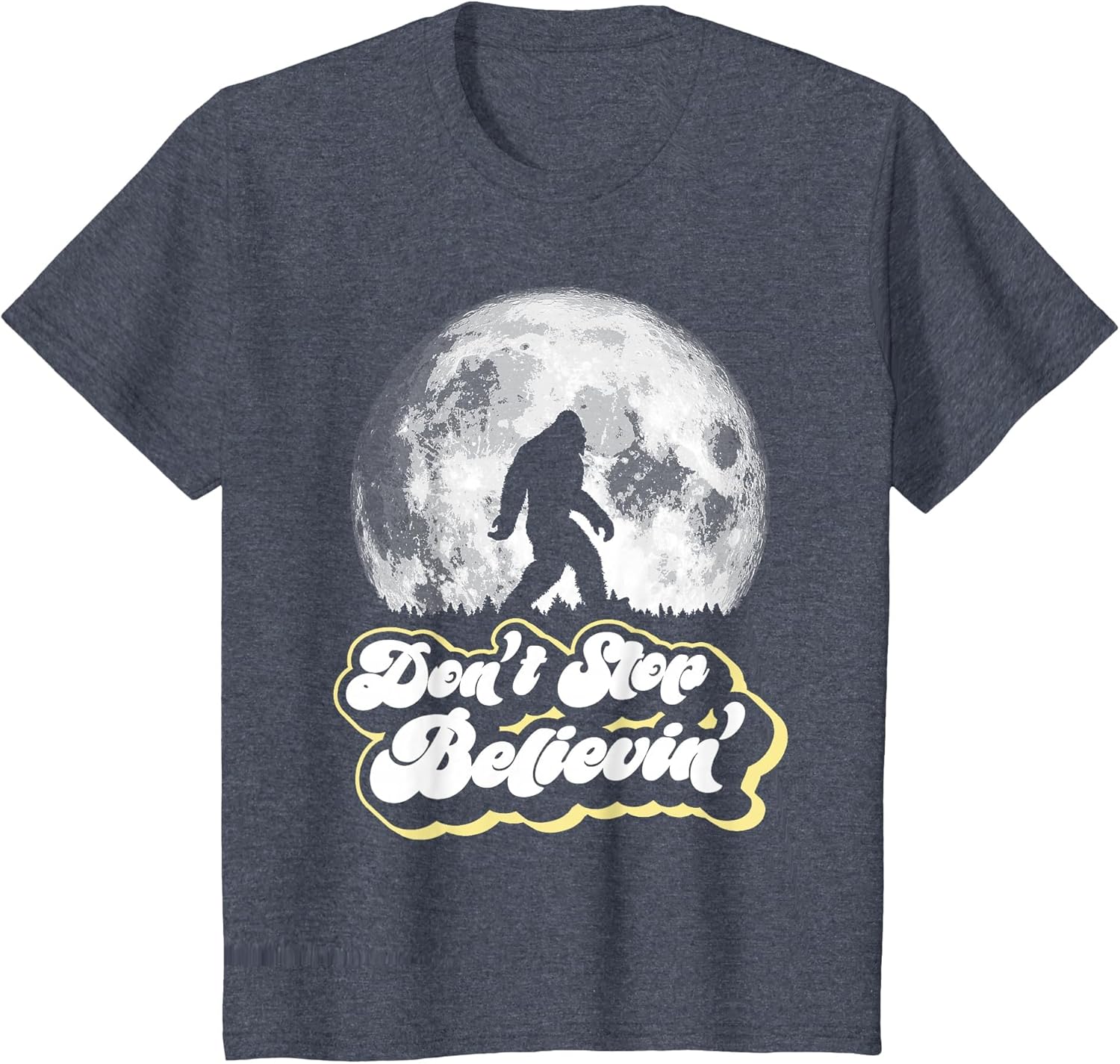 Don't Stop Believin'! Bigfoot Retro Full Moon & Trees