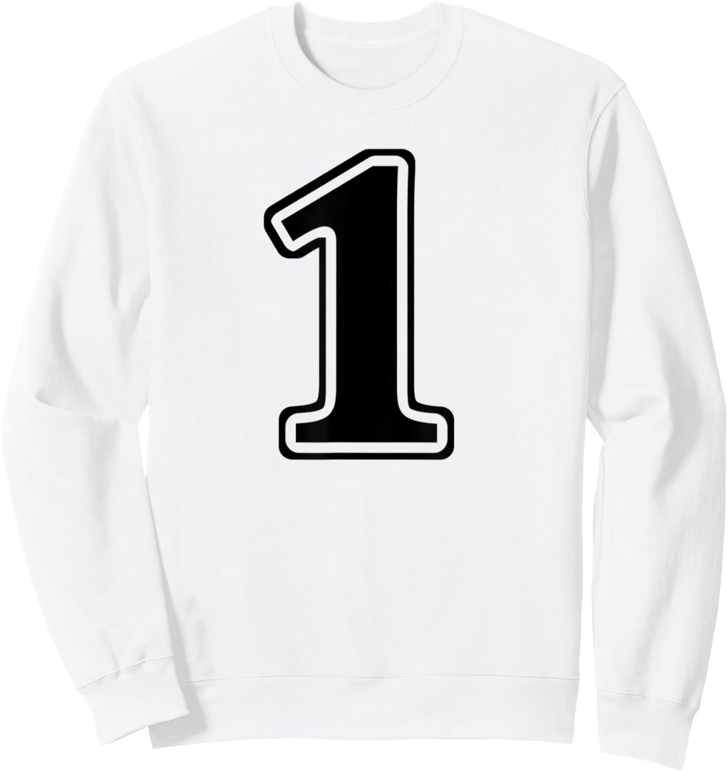 White 1 Number One Team Birthday Sport Uniform Sweatshirt - Sweatshirt | White