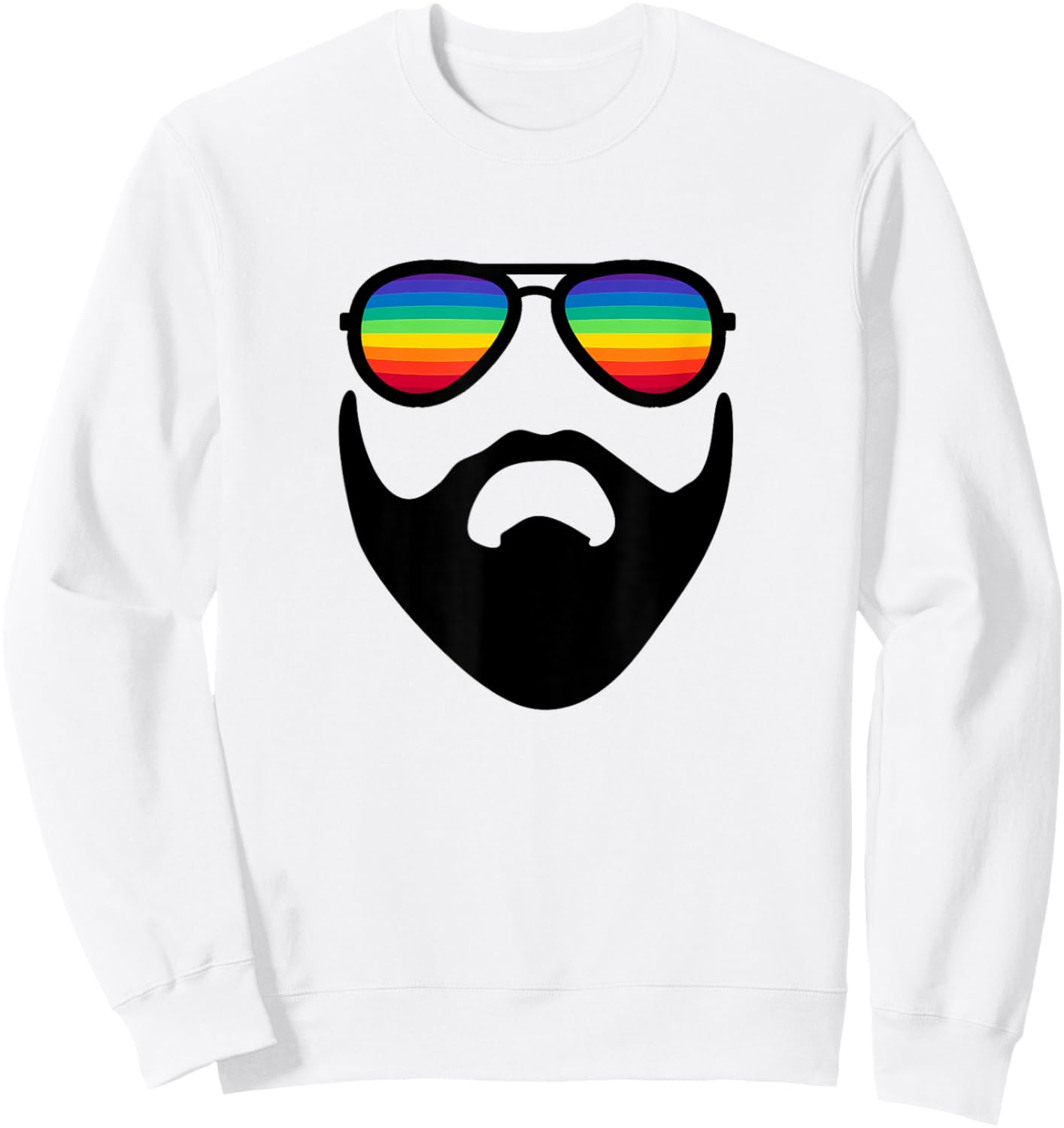 Beard with Rainbow Sunglasses Sweatshirt - Sweatshirt | White