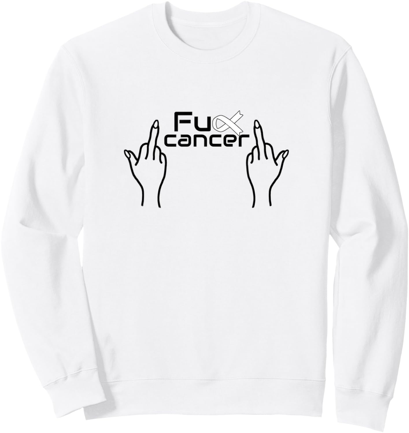 Fuck cancer / cancer white ribbon / lung cancer Sweatshirt - Sweatshirt | White