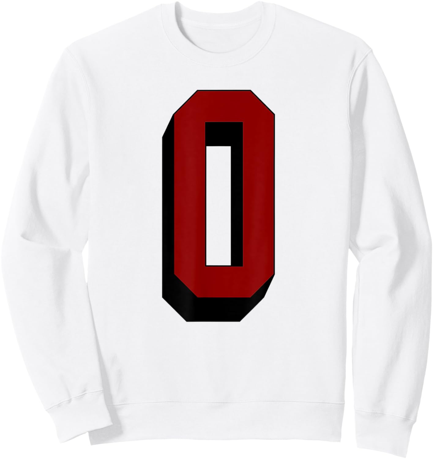 #0 Number 0 Varsity Fan Sports Team White Jersey Sweatshirt - Sweatshirt | White