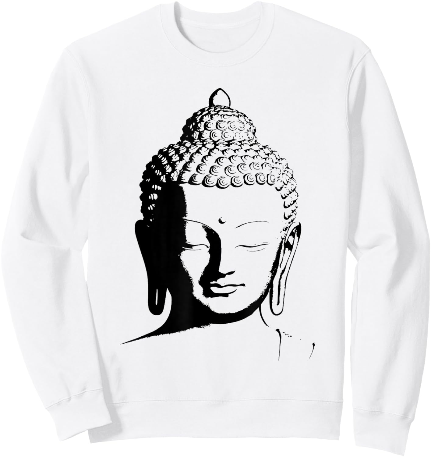 Zen Buddha Head Buddhism Graphic Meditation Spiritual Design Sweatshirt - Sweatshirt | White
