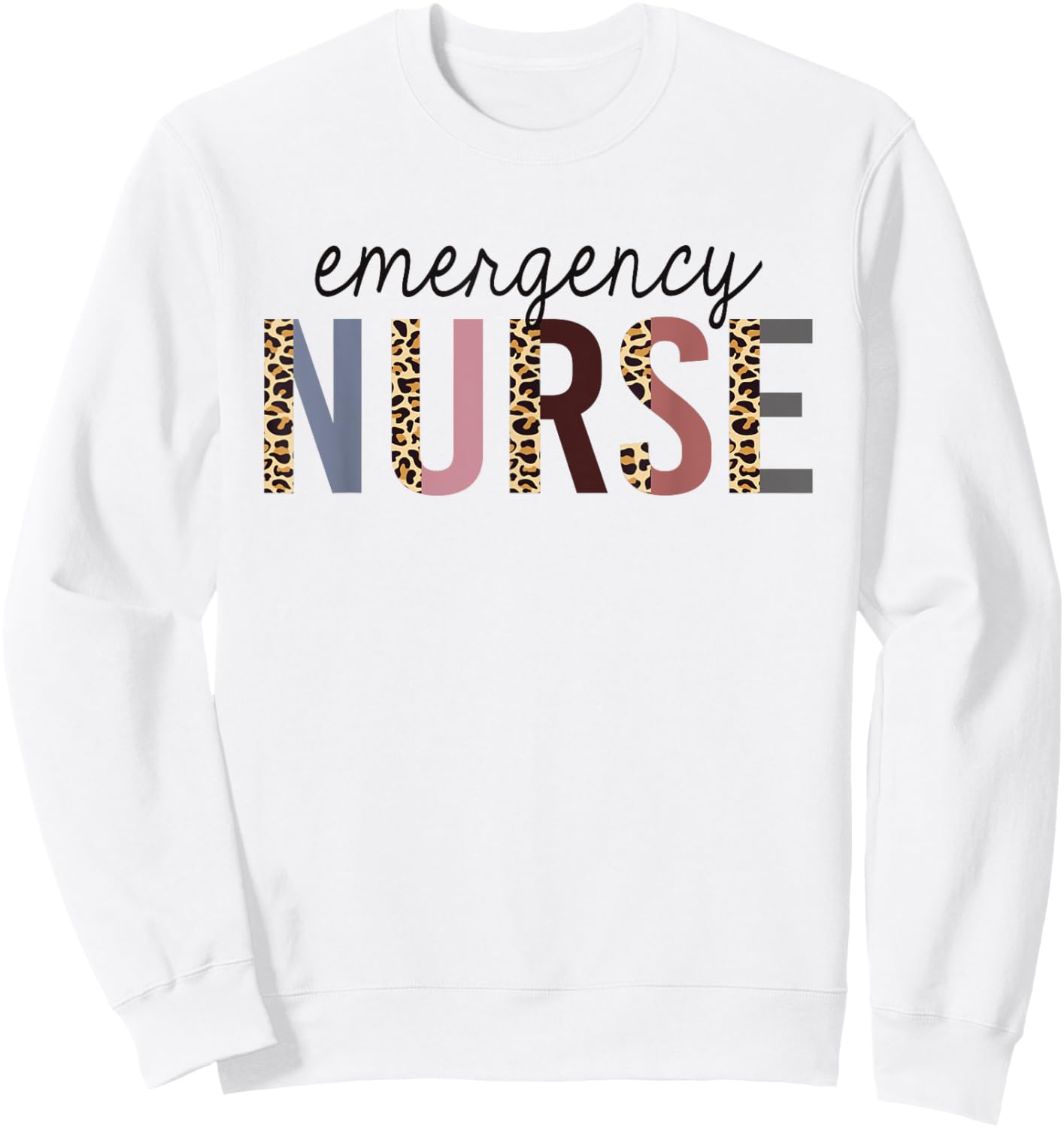 Emergency Nurse Leopard Print ER Nurse Nursing School Women Sweatshirt - Sweatshirt | White
