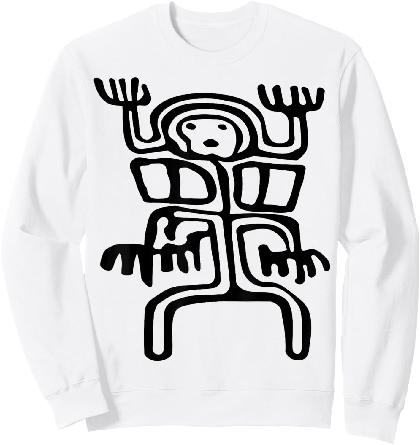 Petroglyph Ancient Cave Drawing Sweatshirt - Sweatshirt | White