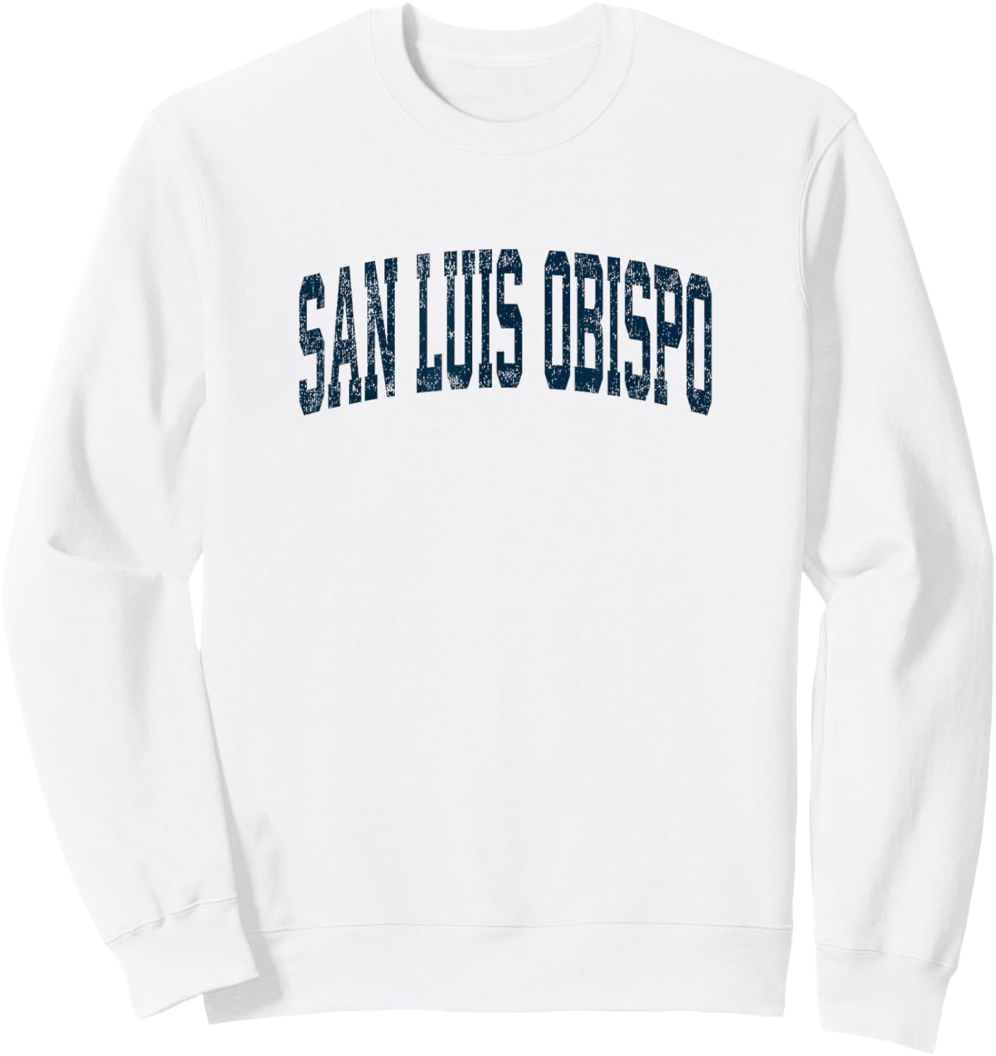 San Luis Obispo California CA Vintage Athletic Sports Navy D Sweatshirt - Sweatshirt | White