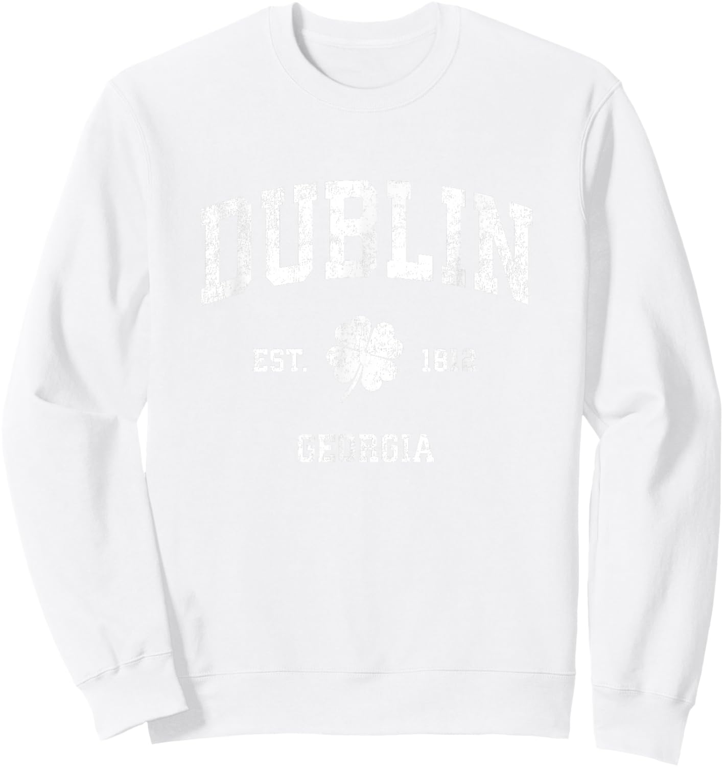 Dublin Georgia Vintage Shamrock Sports Sweatshirt - Sweatshirt | White